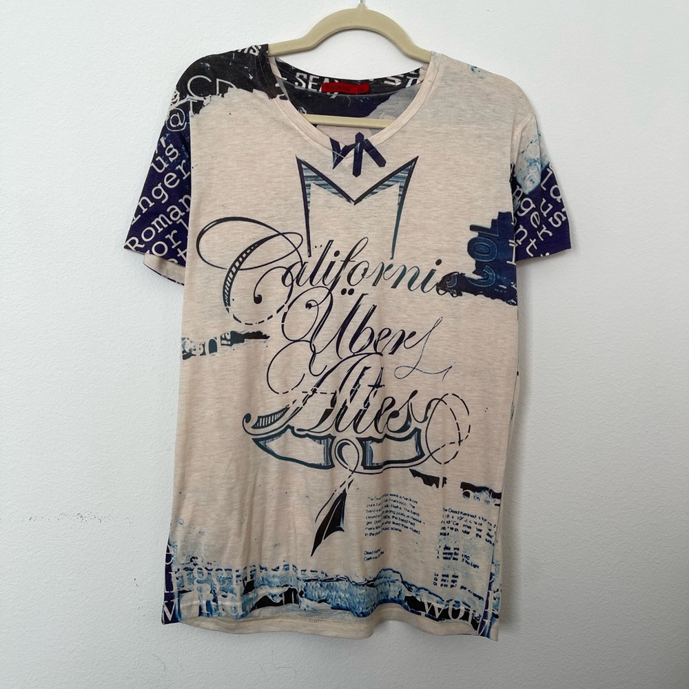 XXL Fitted Vintage California Worded Short Sleeve T-Shirt